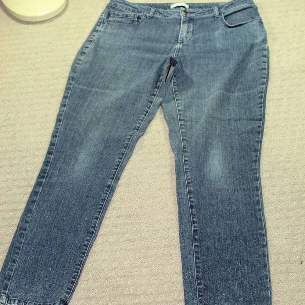 Coldwater Creek Blue Denim Jeans Stretch High Rise Straight Leg Women's Size 10